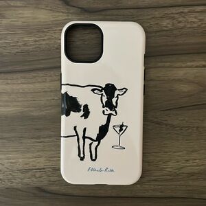 Cream Phone Case with Cow Design